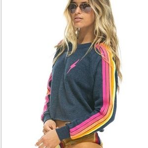 Aviator Nation Bolt Cropped Classic Crewneck Sweatshirt
